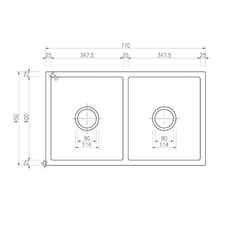 Granite Under/Overmount Double Bowl Granite Sink